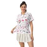 Women's Polo Shirts Flamingo Golf Shirts V-Neck Short Sleeve Shirts Quick Dry Ladies Tennis Running T Shirt Golf Outfits for Women