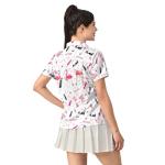 Women's Polo Shirts Flamingo Golf Shirts V-Neck Short Sleeve Shirts Quick Dry Ladies Tennis Running T Shirt Golf Outfits for Women