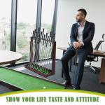 Lenwen Holds 13 Clubs Wooden Golf Putter Stand Golf Club Holder Stand Wooden Display Rack Floor Display Rack Club Organizer for Storage Sports Indoor Home Office Simulator Garage (Brown)