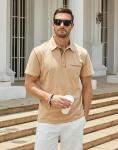 Men's Fashion Polo Shirts Classic Short Sleeve Lightweight Button Cotton T-Shirt Casual Golf Tee Tops with Pocket