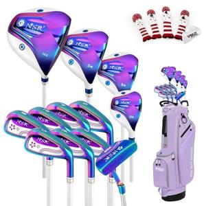 PGM Women's Golf Club Set NSR 12-Piece – Complete Right Handed Set with Lightweight Graphite Shafts, Forged Titanium Driver, Stand Bag – Ideal for Beginner & Intermediate Women Golfers