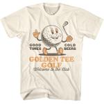 Golden Tee Golf T Shirt for Men & Women Welcome to The Club Natural Graphic Crew Neck, Short Sleeve Tee - Vintage Style