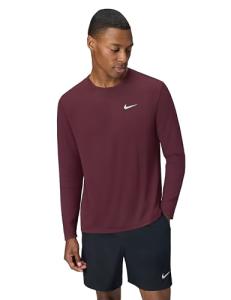 Nike Men's Miler Dri-Fit UV Long-Sleeve Running Top, Burgundy Crush/Reflective Silver, X-Large
