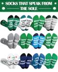 ShinyMatch 12 Pair Men's Golf Socks Bulk Fathers Day Gift Novelty Text Design Funny Golf dad Birthday Gift for Men Size 10-13 for Sport Male Lovers