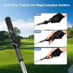 CUBEDAY Retractable Golf Swing Trainer, Grip Trainer with Arm Band for Right-Handed Golfers -Portable Golf Training Aid with Click Feedback for Indoor/Outdoor Practice - Ideal for Beginners