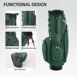 Golf Stand Bag 14 Way,Lightweight Golf Bags Full-Length Dividers,7 Zippered Pockets and Rain Cover,Durable Golf Bags for Men Women Green, Free Shoe Bag