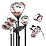 PGM Golf Club Set - 9 Pieces Junior Complete Golf Club Set for Kids Children - Right Handed - Driver(#1), Hybrid, Iron(#7,#9,#S), Putter, Golf Stand Bag