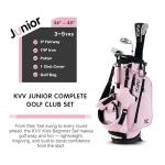 KVV Junior Golf Clubs Set Ages 3-5, Complete Kids Golf Set with Lightweight Stand Bag, Fairway, Iron & Putter Right Handed for Girls & Boys (Pink, Ages3-5)