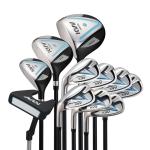 KVV Premium Left Hand Golf Club Set 11-Piece Set for Women, Including Driver, Fairway, Hybrid, 5#-P# Irons, Putter Steel Shaft Regular Flex Golf Clubs, Without Golf Bag