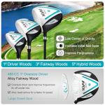 KVV Premium Left Hand Golf Club Set 11-Piece Set for Women, Including Driver, Fairway, Hybrid, 5#-P# Irons, Putter Steel Shaft Regular Flex Golf Clubs, Without Golf Bag