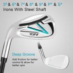 KVV Premium Left Hand Golf Club Set 11-Piece Set for Women, Including Driver, Fairway, Hybrid, 5#-P# Irons, Putter Steel Shaft Regular Flex Golf Clubs, Without Golf Bag