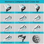 KVV Premium Left Hand Golf Club Set 11-Piece Set for Women, Including Driver, Fairway, Hybrid, 5#-P# Irons, Putter Steel Shaft Regular Flex Golf Clubs, Without Golf Bag