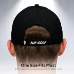 NJF Golf™ Hats Men – Breathable Golf Caps for Men with Tee Holder & Clip-On Magnetic Ball Marker, Lightweight Adjustable Rope Mens Cap, Snapback Hats for Mens, Moisture-Wicking Golfing Gear - Black