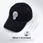NJF Golf™ Hats Men – Breathable Golf Caps for Men with Tee Holder & Clip-On Magnetic Ball Marker, Lightweight Adjustable Rope Mens Cap, Snapback Hats for Mens, Moisture-Wicking Golfing Gear - Black