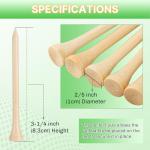 weyleity Bamboo Golf Tees 1000 PCS 3-1/4 inch Length | Bamboo Golf Tees, 7X Stronger Than Wood Golf Tees, Reduce Friction & Side Spin (3-1/4"(1000 Pack))