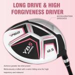 PGM 15 Pieces Women's Complete Golf Club Set – Full Set with 460cc Driver, Fairway Wood, Hybrid, Irons, Putter, Golf Stand Bag - Golf Clubs Women Right Handed - Graphite