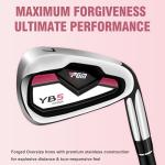 PGM 15 Pieces Women's Complete Golf Club Set – Full Set with 460cc Driver, Fairway Wood, Hybrid, Irons, Putter, Golf Stand Bag - Golf Clubs Women Right Handed - Graphite