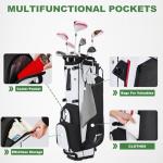 UNIHIMAL Golf Stand Bag with 8 Way Top Dividers, Golf Bags for Men Women, Lightweight Club Bags with Multiple Pockets, Dual Straps (Black White)