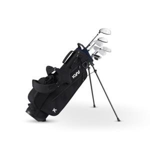 KVV Junior Golf Clubs Set Ages 9-12, Complete Kids Golf Set with Lightweight Stand Bag, Driver, Fairway, Hybrid, Irons, Wedge & Putter Right Handed for Girls & Boys (Black, Ages 9-12)