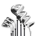 KVV Junior Golf Clubs Set Ages 9-12, Complete Kids Golf Set with Lightweight Stand Bag, Driver, Fairway, Hybrid, Irons, Wedge & Putter Right Handed for Girls & Boys (Black, Ages 9-12)