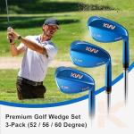 KVV Premium Golf Wedges with Ionized Blue PVD Finish - 52/56/60 Degree 3-Wedge Golf Set-Right-Handed, CNC Milled Face, Wedge Set for Men & Women