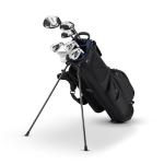 KVV Junior Golf Clubs Set Ages 9-12, Complete Kids Golf Set with Lightweight Stand Bag, Driver, Fairway, Hybrid, Irons, Wedge & Putter Right Handed for Girls & Boys (Black, Ages 9-12)