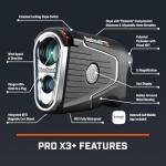 Bushnell Golf Pro X3+ Link Laser Rangefinder with Wind Speed, Slope & Elements Compensation | 1300-Yard Range, 7X Magnification, Dual Display, Visual JOLT & Magnetic Cart Mount