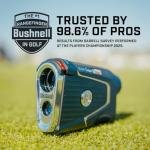 Bushnell Golf Pro X3+ Link Laser Rangefinder with Wind Speed, Slope & Elements Compensation | 1300-Yard Range, 7X Magnification, Dual Display, Visual JOLT & Magnetic Cart Mount