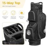 Shopsource Golf Cart Bag, 15 Way Top Lightweight Golf Bag, Golf Club Cart Bags for Men Women with Full-Length Dividers, Dedicated Putter Well, Rain Cover