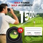 Upgraded 0.5 Second Easily Lock on a Pin Golf Rangefinder with Slope 2X HD Bright LCD, 1500 Yards Range Finder for Golf/Hunting, 7X Magnification with Flag Pole Locking Vibration, Golf Gifts Pcs