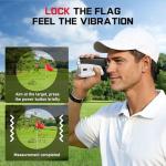 Upgraded 0.5 Second Easily Lock on a Pin Golf Rangefinder with Slope 2X HD Bright LCD, 1500 Yards Range Finder for Golf/Hunting, 7X Magnification with Flag Pole Locking Vibration, Golf Gifts Pcs