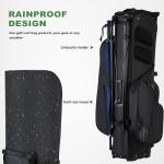 UNIHIMAL 8-Way Golf Stand Bag, Lightweight Walking Golf Bag with Full-Length Dividers, Cooler Pocket and Rain Hood, for Men Women, Dark Black