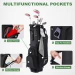 UNIHIMAL 8-Way Golf Stand Bag, Lightweight Walking Golf Bag with Full-Length Dividers, Cooler Pocket and Rain Hood, for Men Women, Dark Black