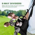 UNIHIMAL 8-Way Golf Stand Bag, Lightweight Walking Golf Bag with Full-Length Dividers, Cooler Pocket and Rain Hood, for Men Women, Dark Black