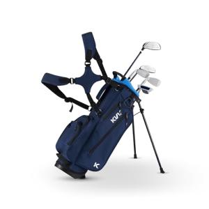 KVV Junior Golf Clubs Set Ages 6-8, Complete Kids Golf Set with Lightweight Stand Bag, Driver, Hybrid, Irons & Putter Right Handed for Girls & Boys (Navy, Ages 6-8)