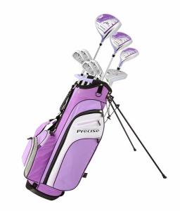 Precise M3 Complete Womens Golf Clubs Full Set - Right Handed Golf Set for Women with Driver, Wood, Hybrid, Irons, Putter, Pitching Wedge, 3 Head Covers & Stand Bag - Petite Size, Purple