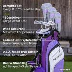 Precise M3 Complete Womens Golf Clubs Full Set - Right Handed Golf Set for Women with Driver, Wood, Hybrid, Irons, Putter, Pitching Wedge, 3 Head Covers & Stand Bag - Petite Size, Purple