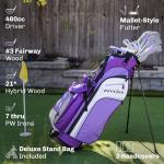 Precise M3 Complete Womens Golf Clubs Full Set - Right Handed Golf Set for Women with Driver, Wood, Hybrid, Irons, Putter, Pitching Wedge, 3 Head Covers & Stand Bag - Petite Size, Purple