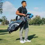 18 Piece Men's Complete Golf Club Package Set With Titanium Driver, #3 & #5 Fairway Woods, #4 Hybrid, 5-SW Irons, Putter, Stand Bag, 4 H/C's (Blue, Tall Size +1")