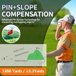 CALPOWER Golf Rangefinder with Slope - 7X Magnification 1200 Yards Waterproof Laser Golf Rangefinder with Magnet - Flag Lock Vibration Rechargeable