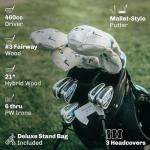 Precise AMG Ladies Complete Right Handed Golf Club Set | Complete Regular & Petite Womens Golf Clubs Set | w/ 3 HC's, Lightweight Shafts & Spacious Stand Bag w/Storage Pockets & Dual Carrying Straps