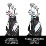 Precise AMG Ladies Complete Right Handed Golf Club Set | Complete Regular & Petite Womens Golf Clubs Set | w/ 3 HC's, Lightweight Shafts & Spacious Stand Bag w/Storage Pockets & Dual Carrying Straps