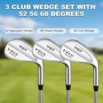 PGM 3 Club Wedge Set for Men Right Handed with 52 56 60 Degrees, CNC Milled Full Face Approach Stand Lob Golf Wedge for High Forgiveness and Spin