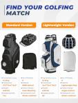 Golf Cart Bag, 15 Way Top Lightweight Golf Bag, Golf Club Cart Bags for Men Women with Full-Length Dividers, Dedicated Putter Well, Rain Cover