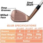 POSSOT 3 PCS Wedge Set or Individual Golf Wedges, Available in 52° Gap Wedge, 56° Sand Wedge and 60° Lob Wedge for Man and Woman Right Hand with Rubber Grip
