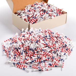 FINGER TEN Bamboo Golf Tees Wood 2 3/4 3 1/4 Inch Wooden Tee Color Bulk 250/500/1000/2000 Count for Men Women Kids (American Flag, 500 Count(3 1/4 Inch))