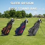 PGM Golf Stand Bag for Men and Women with Cooler, Lightweight and Durable Golf Walking Bag with Adjustable Straps and Waterproof Pockets for Course and Driving Range Use Black Orange