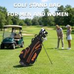 PGM Golf Stand Bag for Men and Women with Cooler, Lightweight and Durable Golf Walking Bag with Adjustable Straps and Waterproof Pockets for Course and Driving Range Use Black Orange