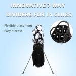 PGM Golf Stand Bag for Men and Women with Cooler, Lightweight and Durable Golf Walking Bag with Adjustable Straps and Waterproof Pockets for Course and Driving Range Use Black Orange