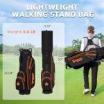PGM Golf Stand Bag for Men and Women with Cooler, Lightweight and Durable Golf Walking Bag with Adjustable Straps and Waterproof Pockets for Course and Driving Range Use Black Orange